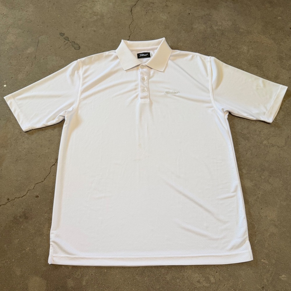 Titleist Golf Polo Men XXL White Waffle Knit Performance Short Sleeve Shirt